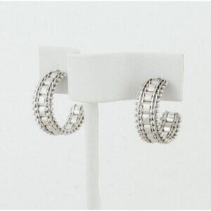 14k White Gold Hoop Earrings 3/4" Hoops